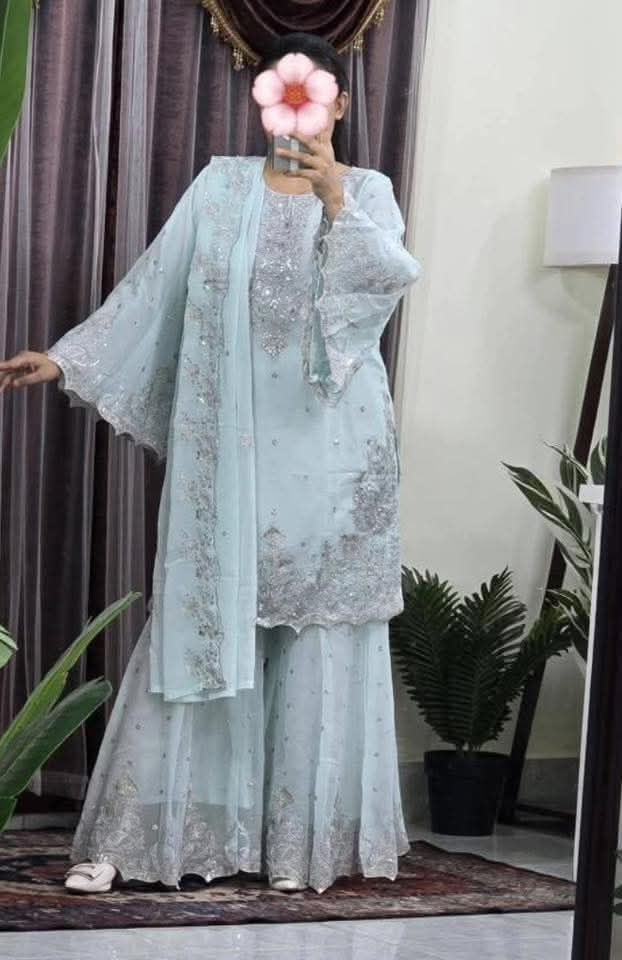 Exclusive Georgette Embroidered Garara Three-Piece Set 3