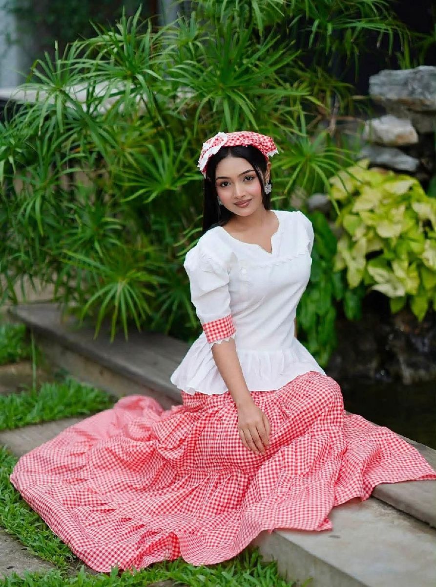 Stylish Pure Cotton Check Skirt, Top & Bandana 3-Piece Combo Set 2