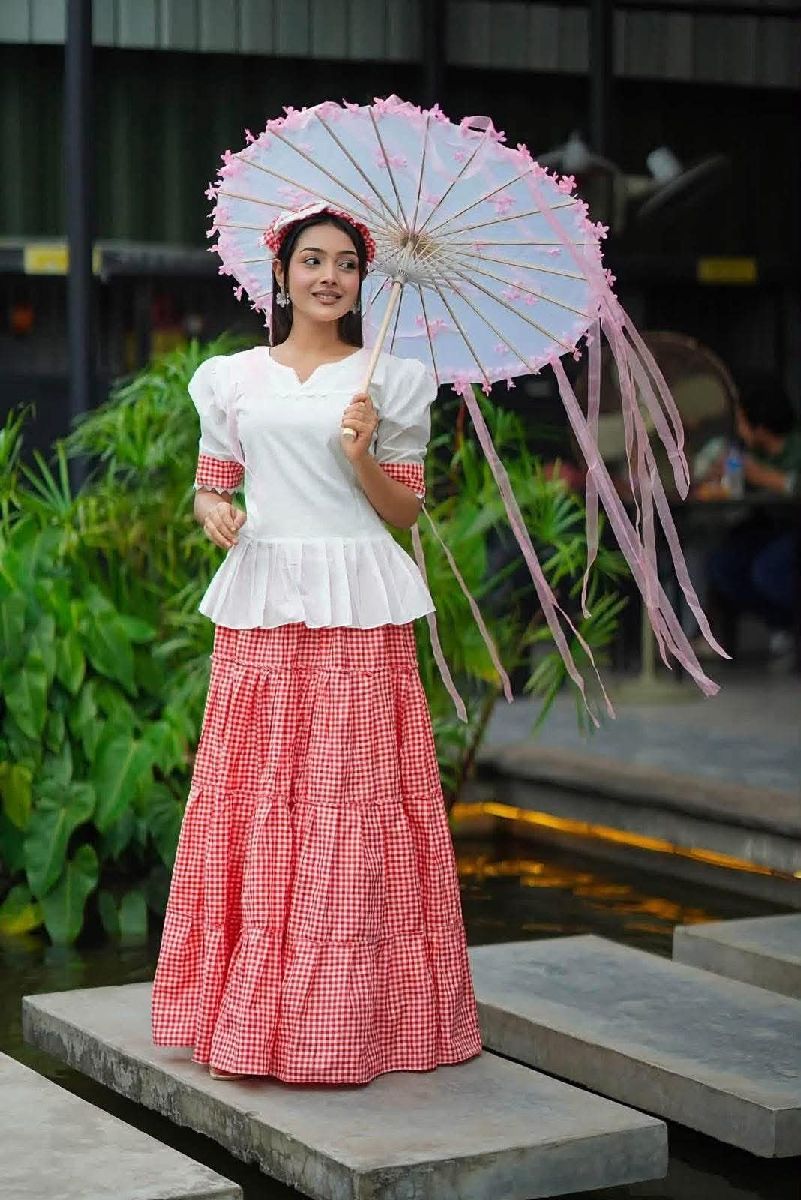 Stylish Pure Cotton Check Skirt & Top  2 Combo Set 3