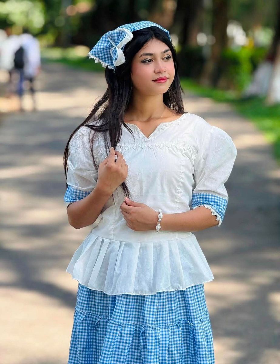Stylish Pure Cotton Check Skirt & Top  2 Combo Set