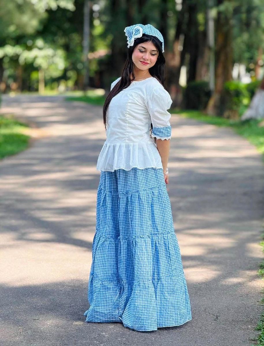 Stylish Pure Cotton Check Skirt & Top  2 Combo Set 3