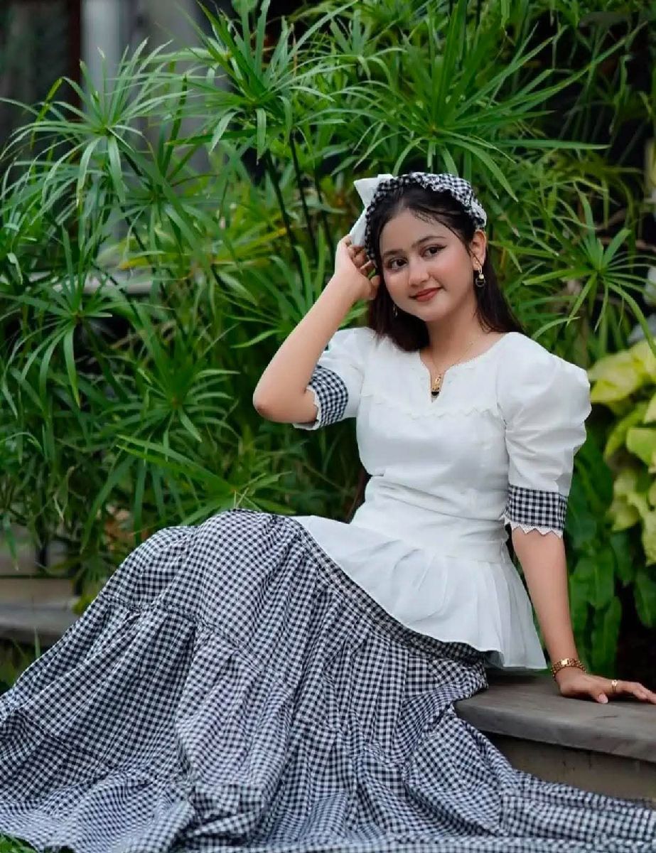 Stylish Pure Cotton Check Skirt & Top  2 Combo Set 3