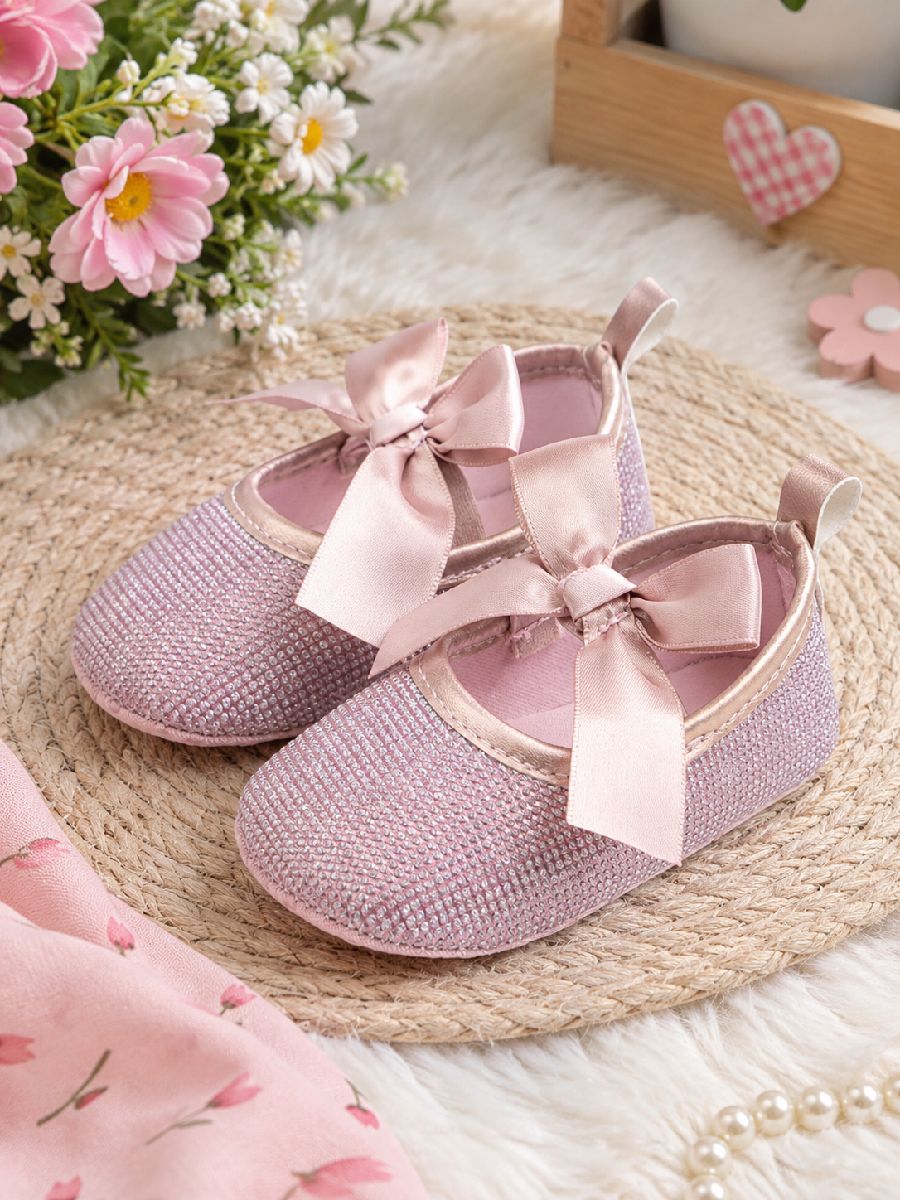 Little Princess Glitter Shoes for Girls | Luxury Bow Design Party Shoes