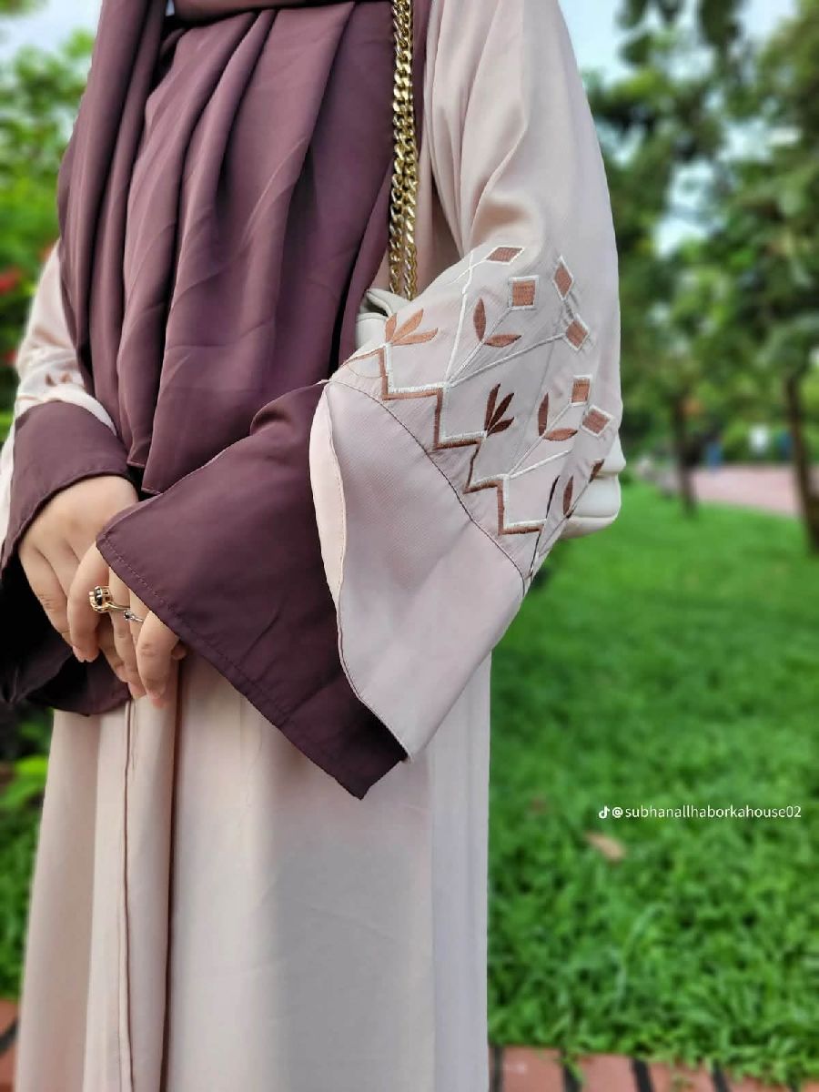 Premium Zafran Classic Embroidery Abaya Borka - Off White 2