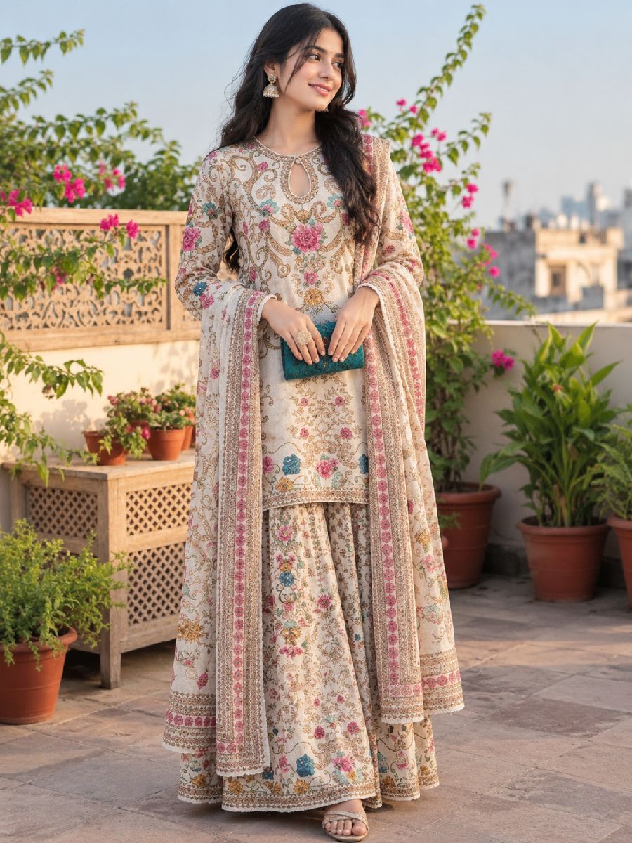 Cotton Embroidery Two Piece