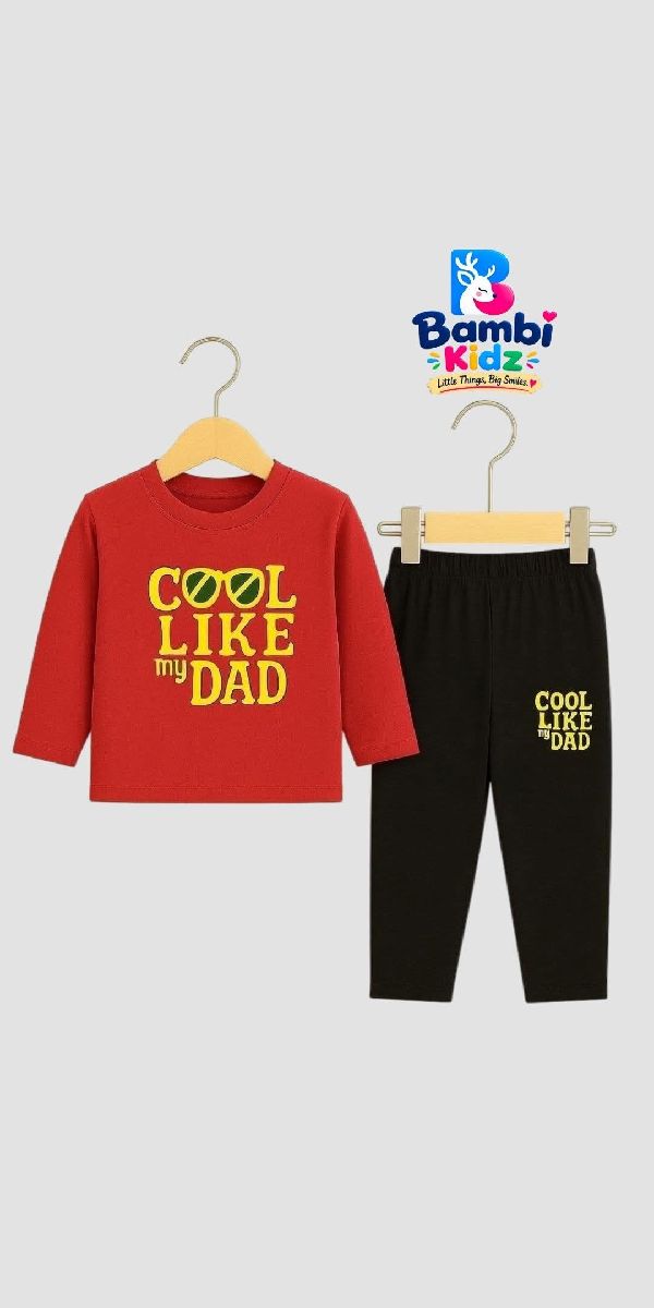 Cool like dad full sleeve T-shirt & pants set