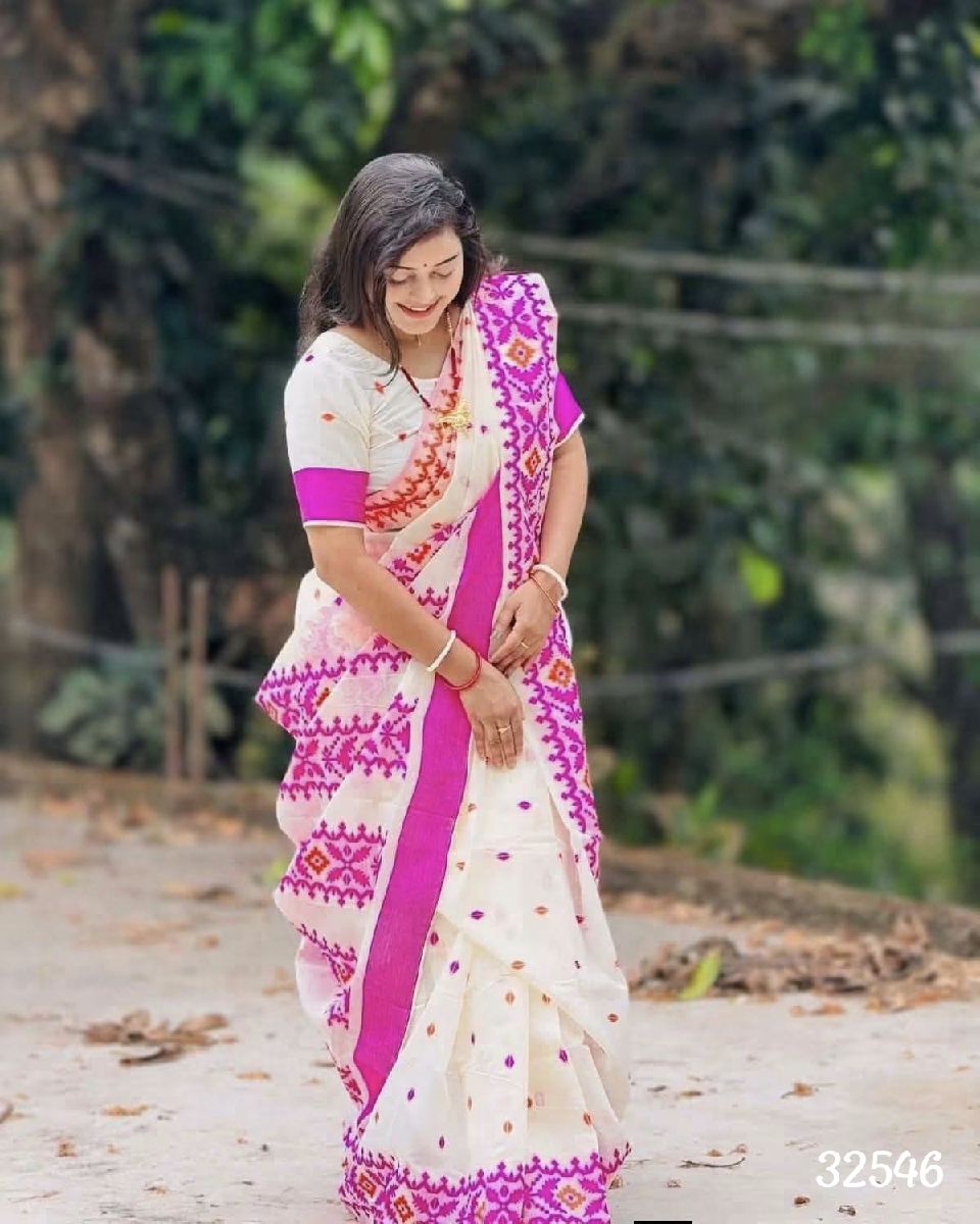 Half silk Screen Print Saree 2