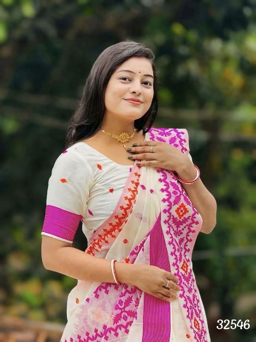 Half silk Screen Print Saree