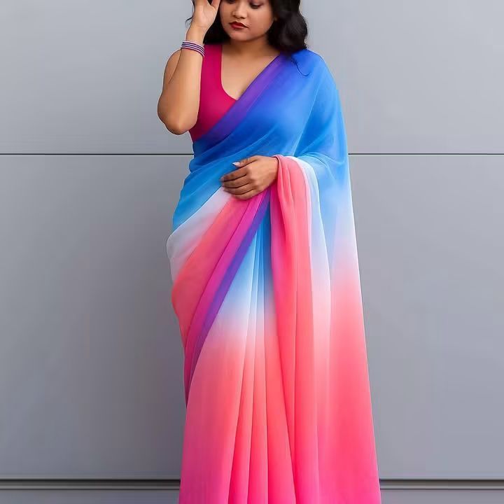 Premium Georgette Digital Printed Rainbow Saree (রংধনু শাড়ি) 2
