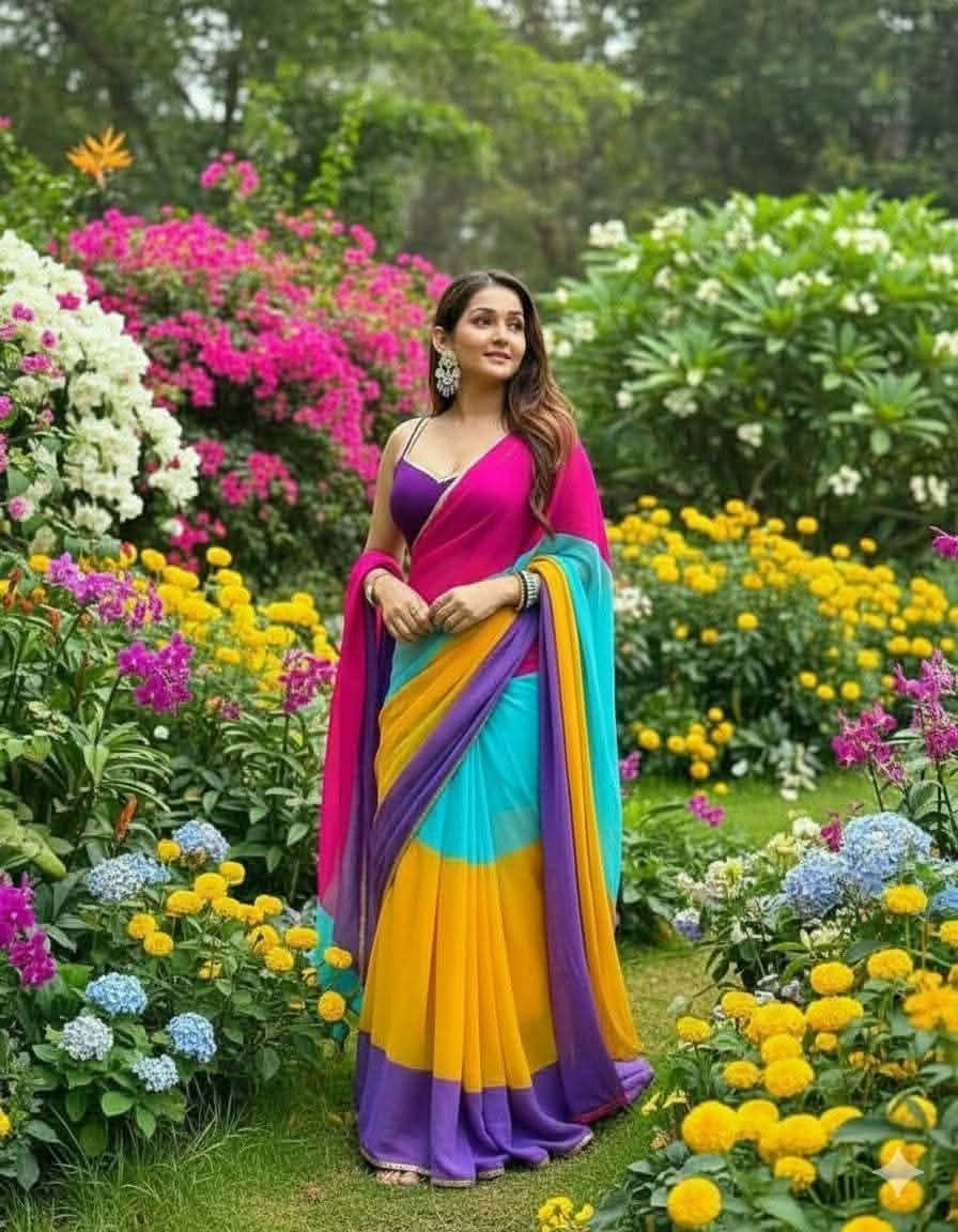 Premium Georgette Digital Printed Rainbow Saree (রংধনু শাড়ি) 2