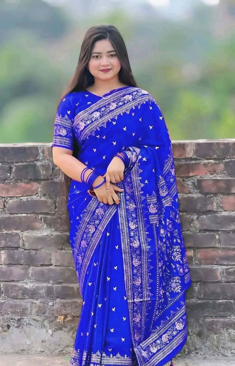 Japanese Soft Silk Saree with Golden Screen Print Work