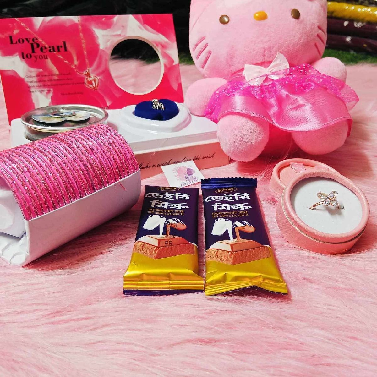 Romantic Love Pearl & Teddy Bear Gift Combo Package 3