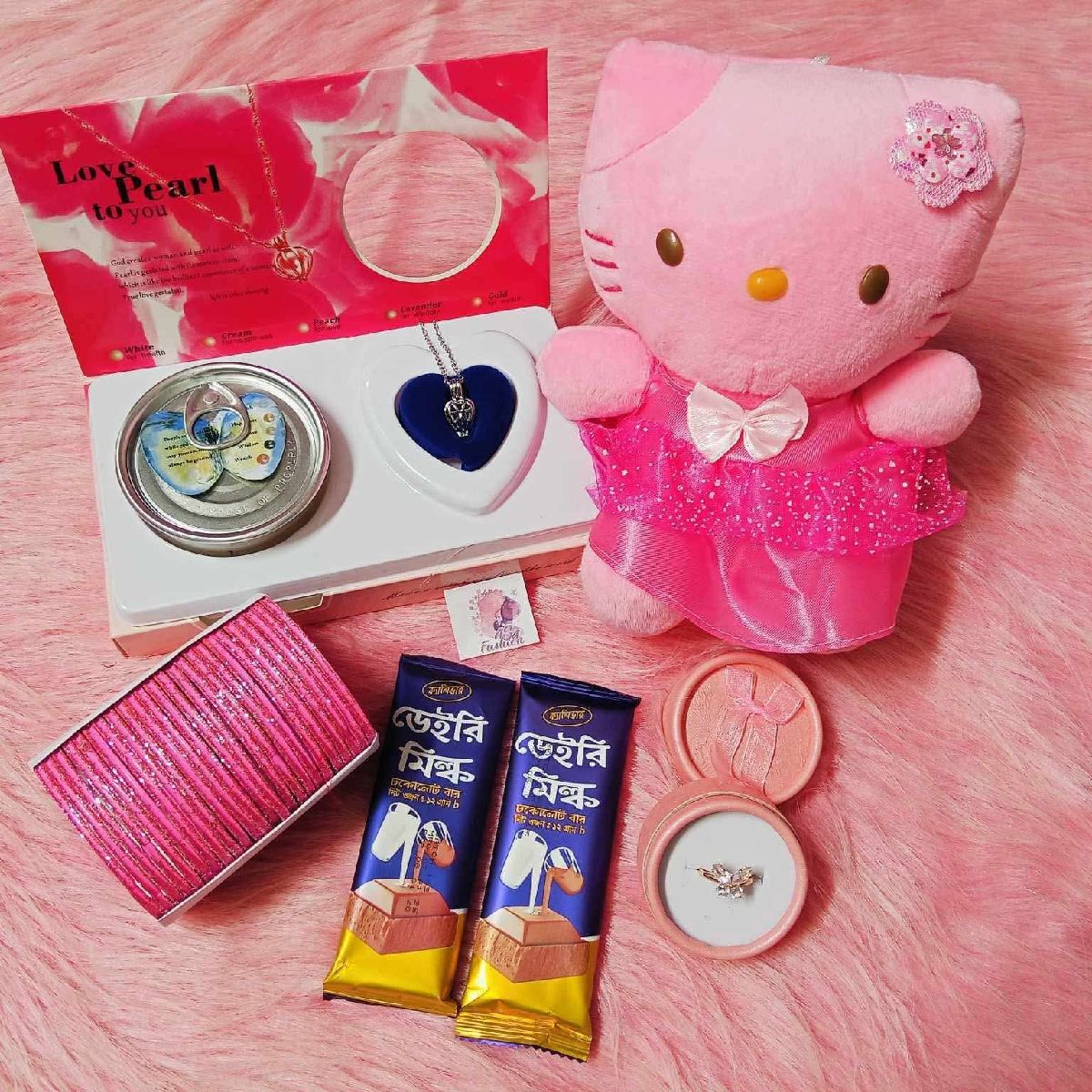 Romantic Love Pearl & Teddy Bear Gift Combo Package