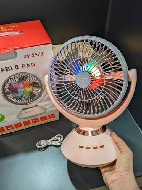 Rechargeable LED Table Fan 💨🌈 RGB Color Light 2