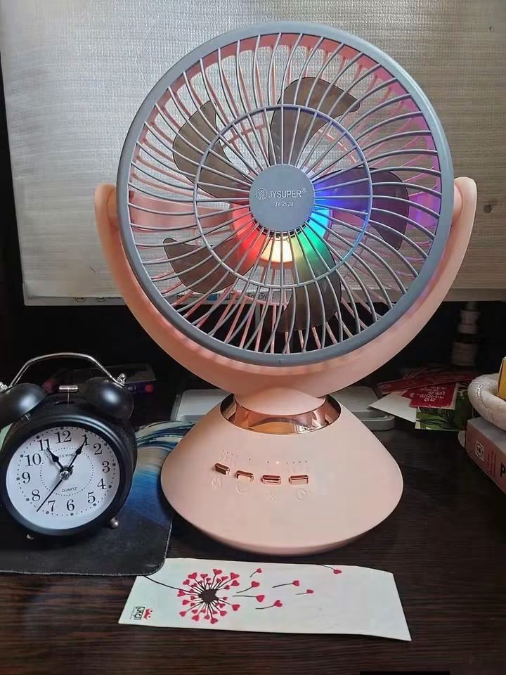 Rechargeable LED Table Fan 💨🌈 RGB Color Light