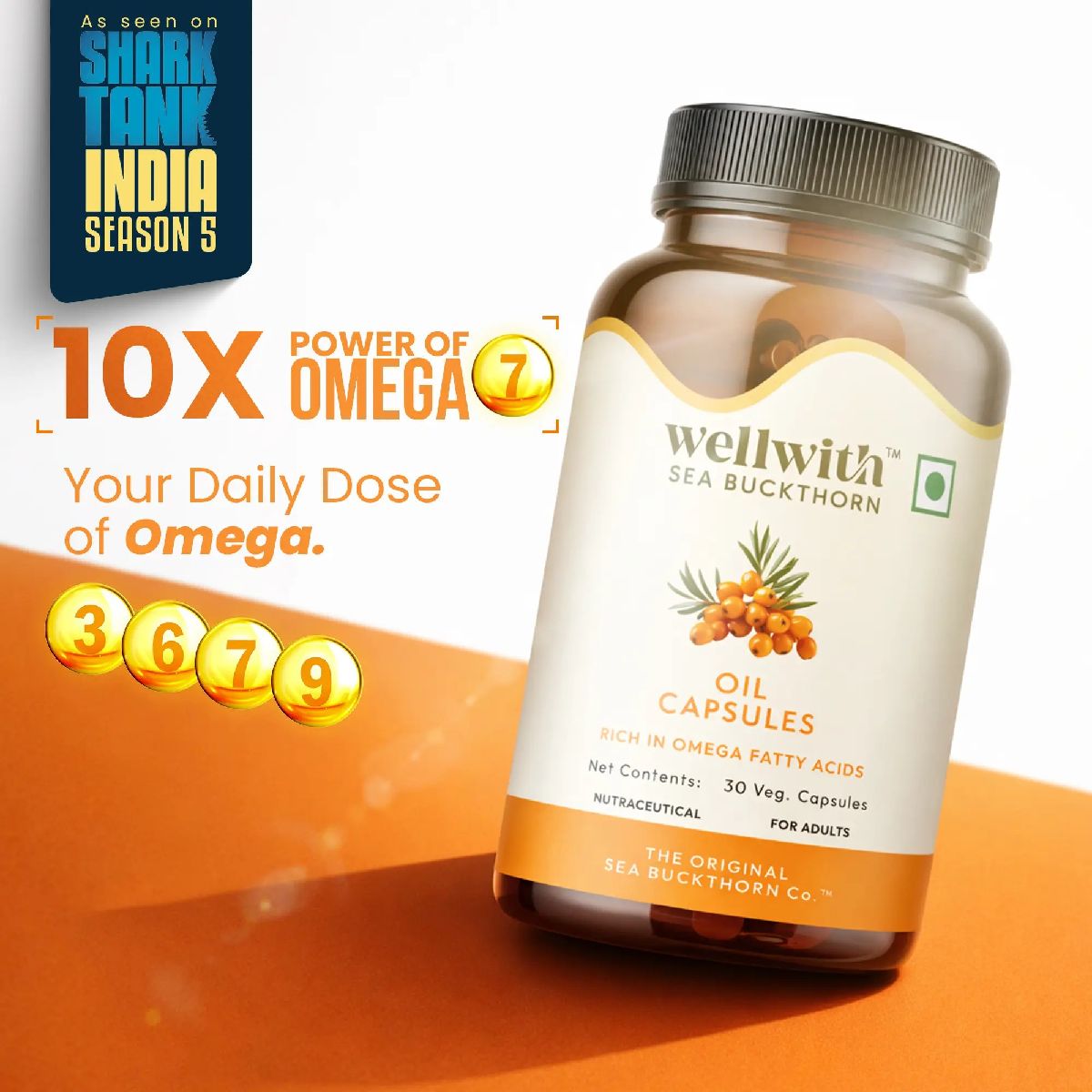 Omega 7 Sea Buckthorn Oil Capsules | For Skin, Mucosal Tissue And Heart Health