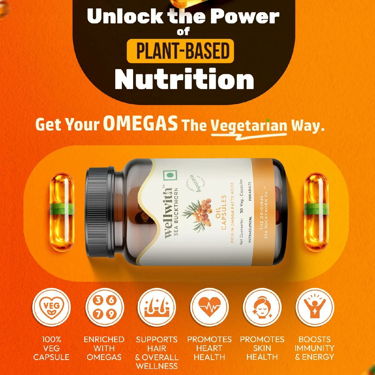 Omega 7 Sea Buckthorn Oil Capsules | For Skin, Mucosal Tissue And Heart Health 2
