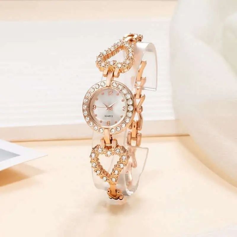 Heart Designed Diamond Stone Wristwatch