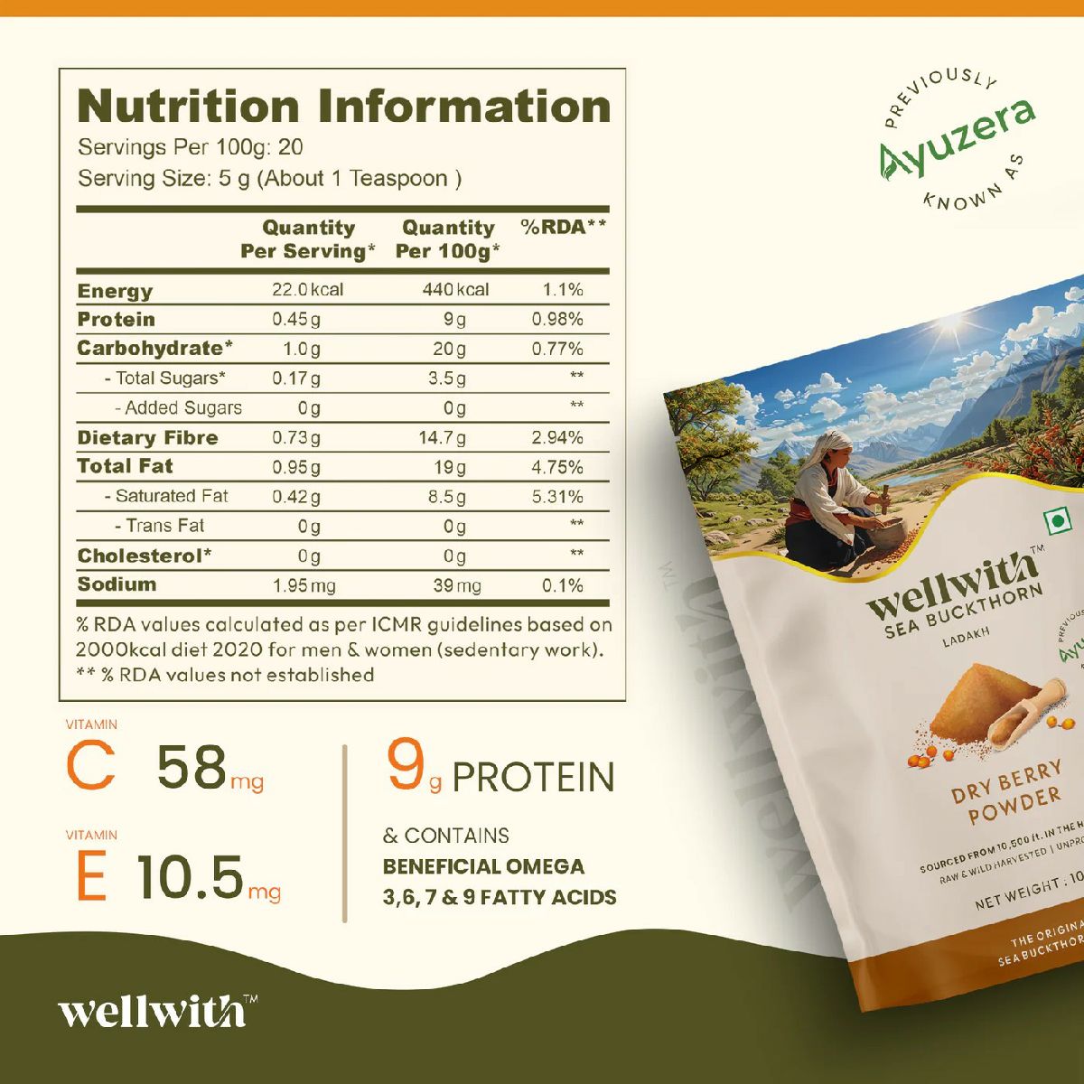 Sea Buckthorn Dry Berry Powder 100gm 3