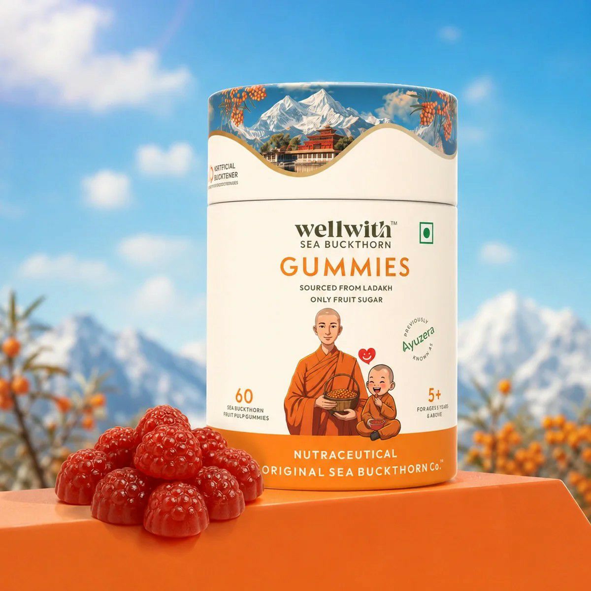 Sea Buckthorn Gummies With Natural Sugar (FOS) | Rich in Vitamin C, A & Antioxidants (30 PCS)