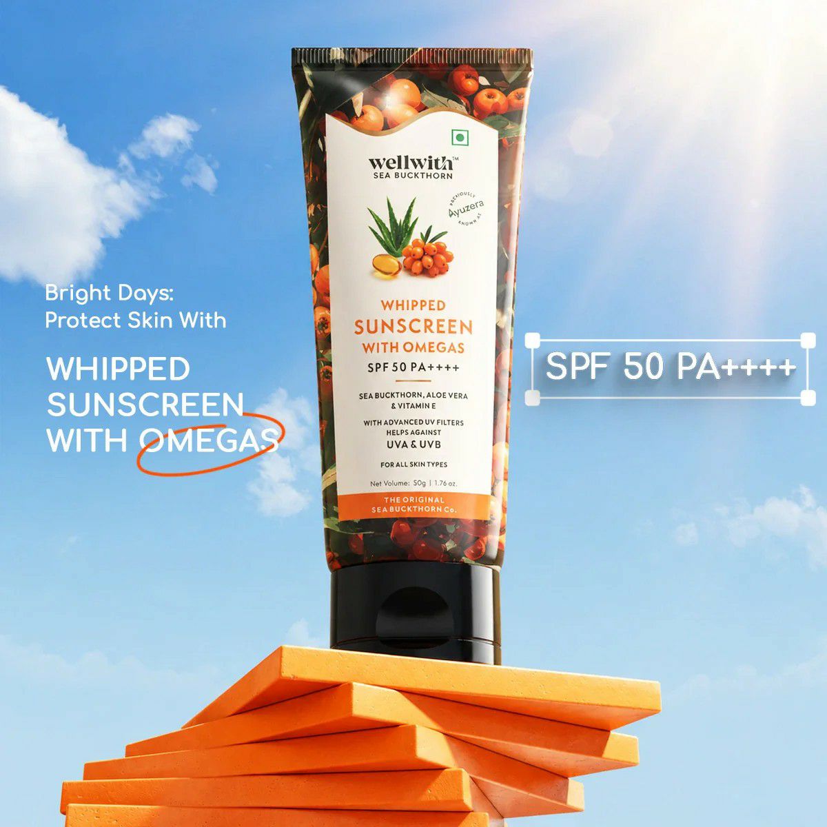 Sea Buckthorn Whipped Sunscreen With Omegas SPF 50 PA++++
