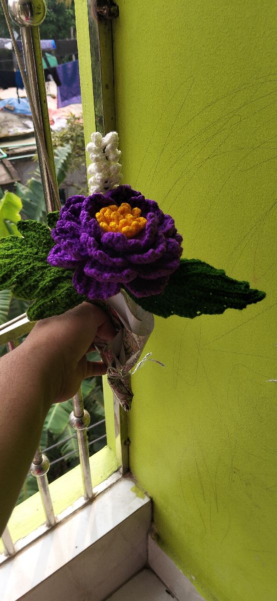crochet peony flower bouquet 2