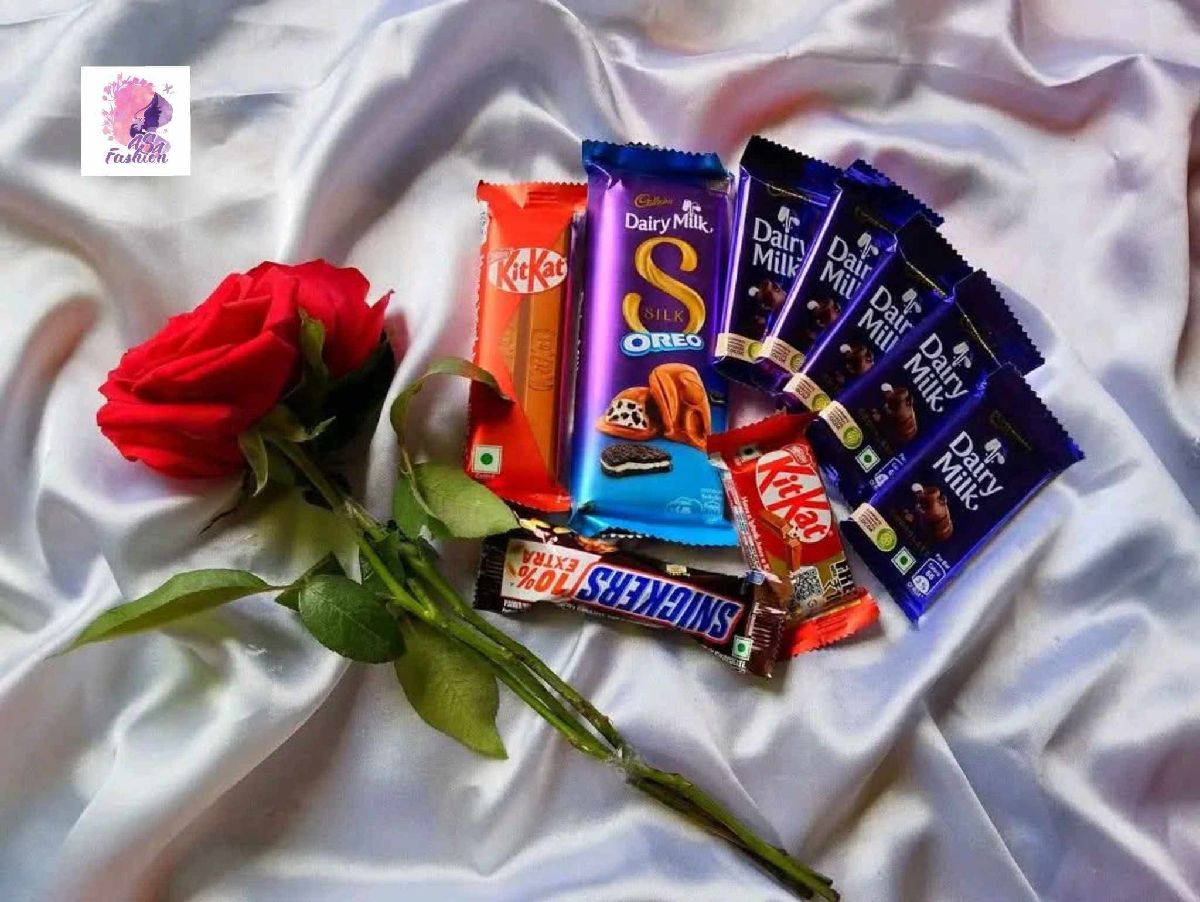 ​Assorted Brand Chocolate Basket with Red Rose Stick Romantic Gift Combo (প্রিমিয়াম চকোলেট ভ্যারাইটি সেট ও লাল গোলাপ স্টিক গিফট কম্বো)