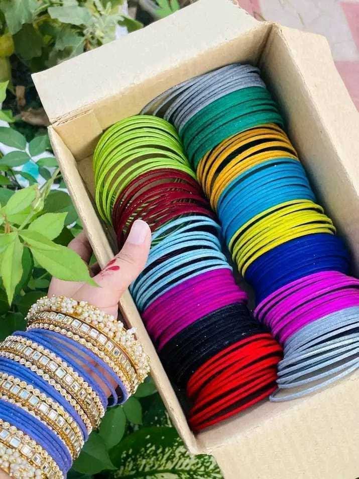14 Dozen Multi-Color Velvet Bangles Box Set