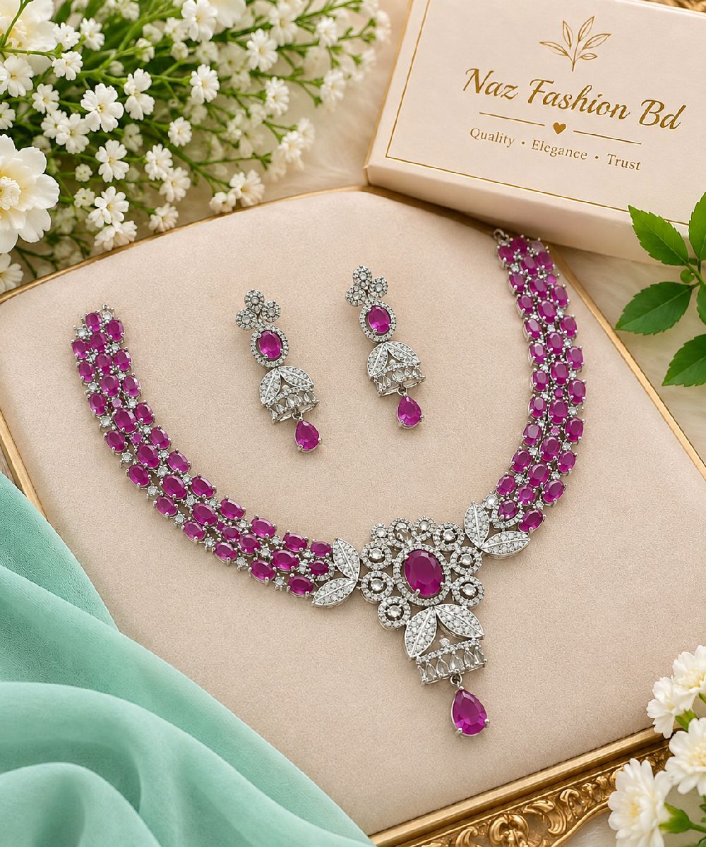 Diamond Cut CZ Stone Necklace Set