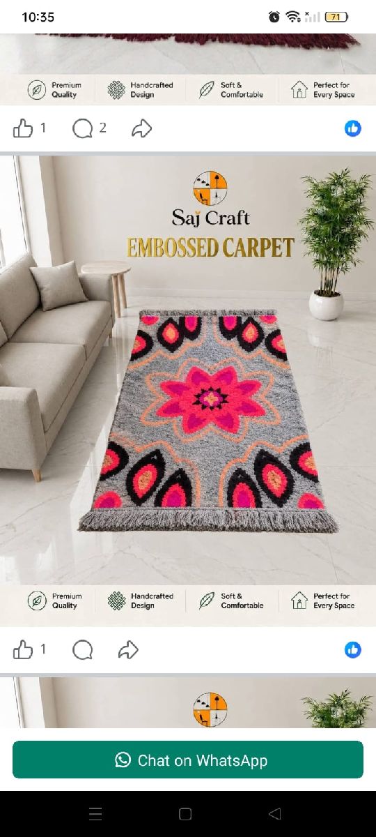 Saj Craft Handmade Embossed Carpet – Premium Soft & Comfortable Floral Design video