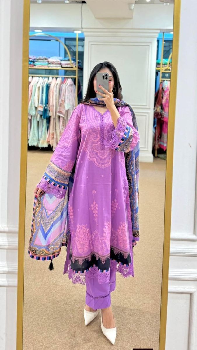 Digital Printed China Microstitch Readymade Three Piece