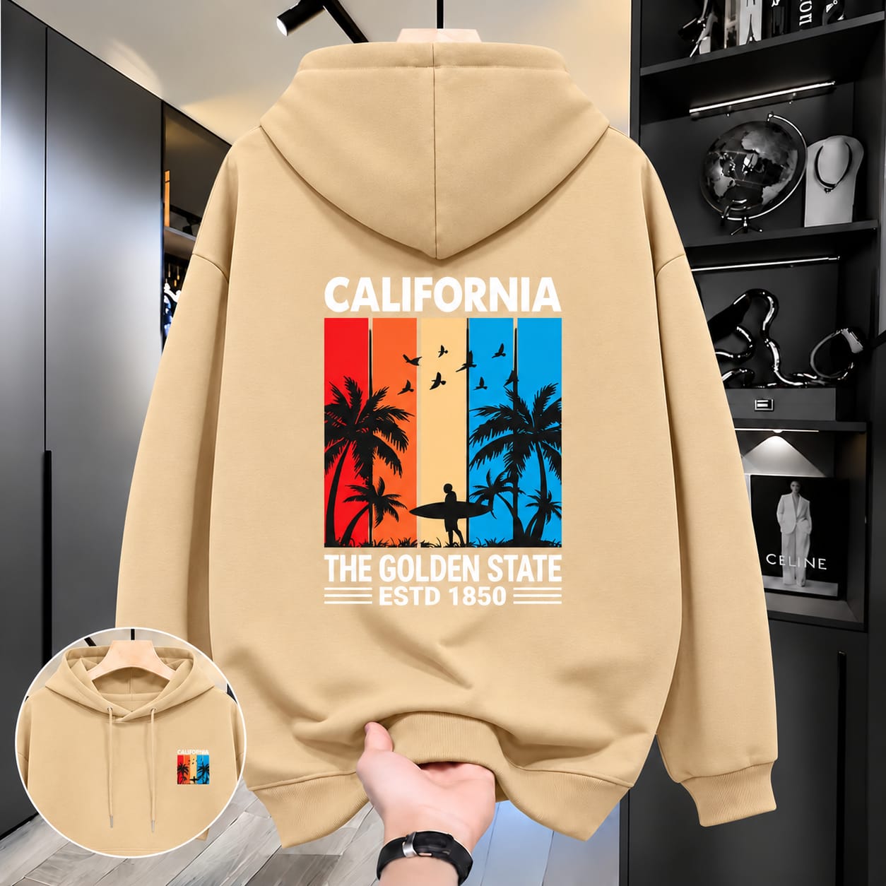 Stylish Solid Printed Cotton Hoodie 4