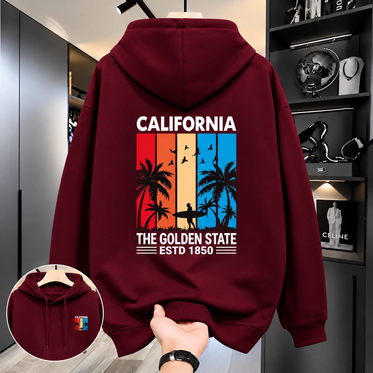 Stylish Solid Printed Cotton Hoodie 3