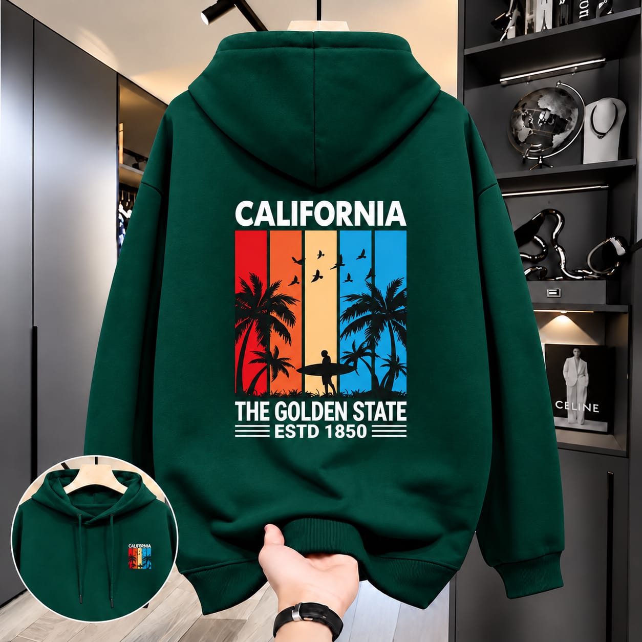 Stylish Solid Printed Cotton Hoodie 6