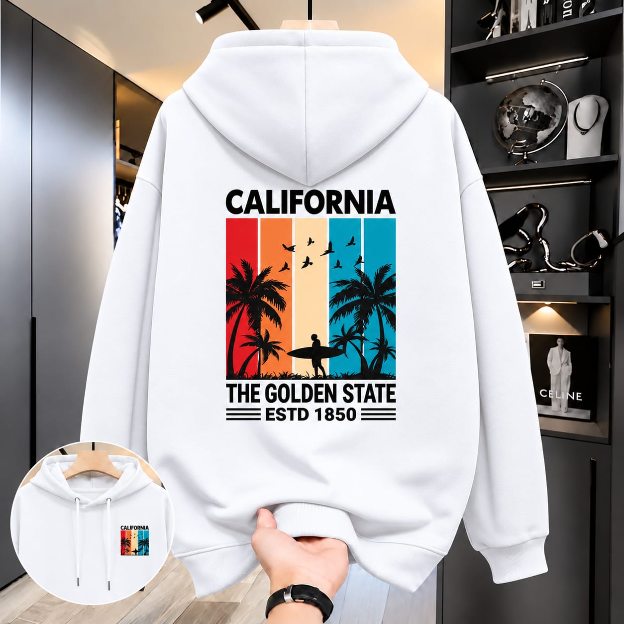 Stylish Solid Printed Cotton Hoodie 5