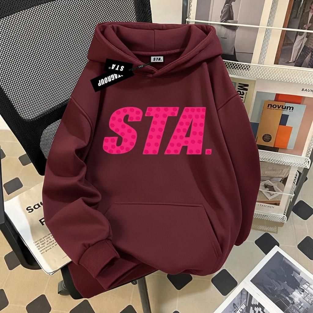 Stylish Solid Printed Cotton Hoodie 2