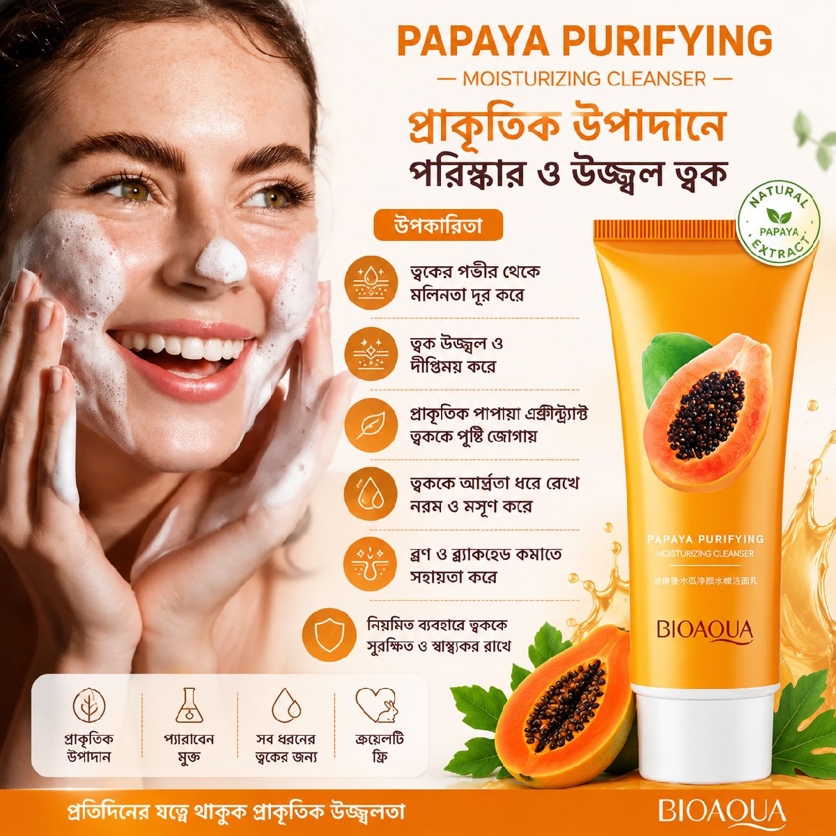 Bioaqua Papaya facewash/ cleanser