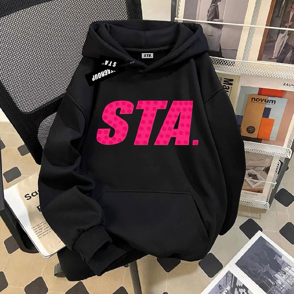 Stylish Solid Printed Cotton Hoodie