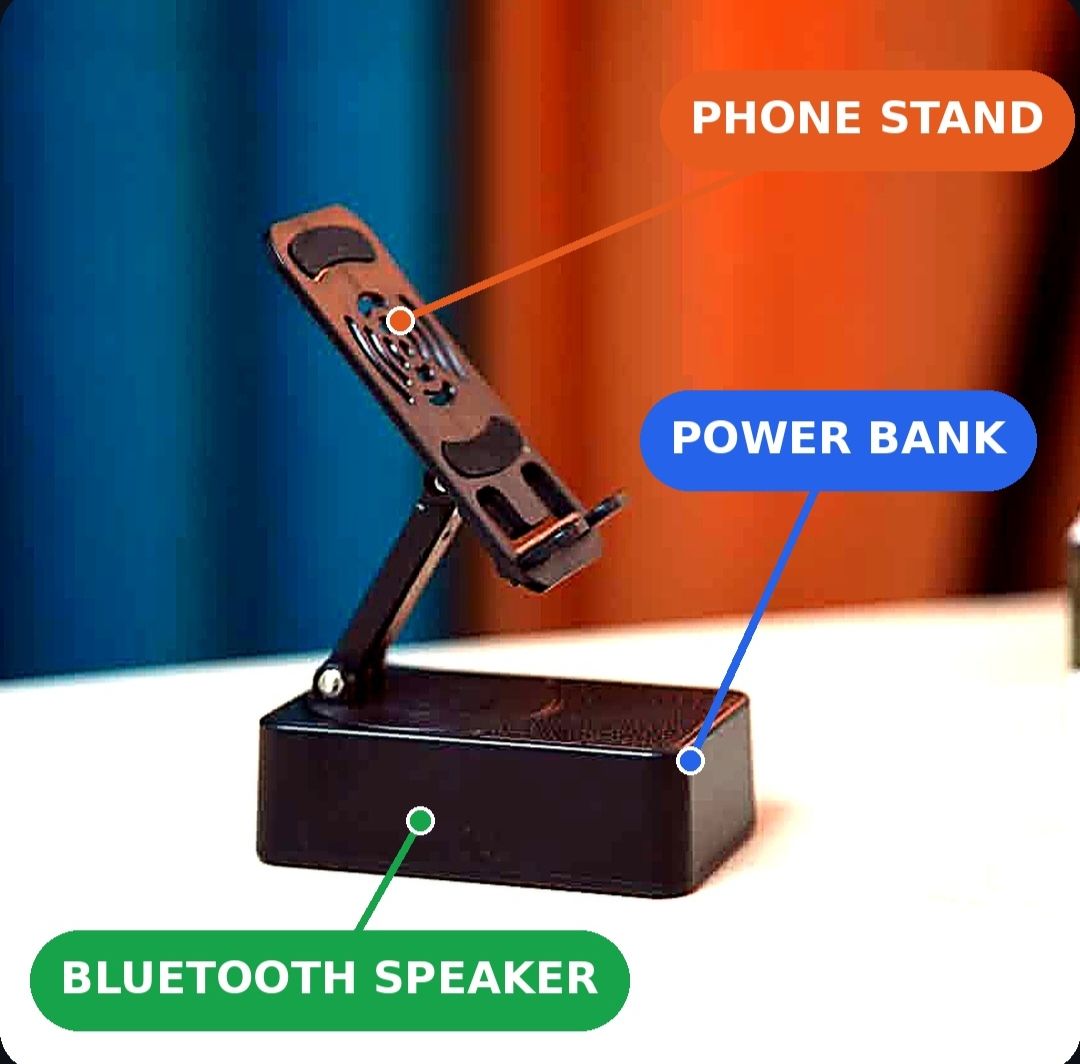 3 in 1 Foldable Mobile Phone Holder with Bluetooth Speaker