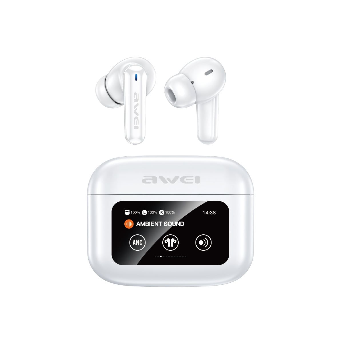Awei T56 ANC True Wireless Earbuds – Smart LED Touch Screen Charging Case, Bluetooth 5.4, -35dB Active Noise Cancellation & IPX6 Waterproof 2