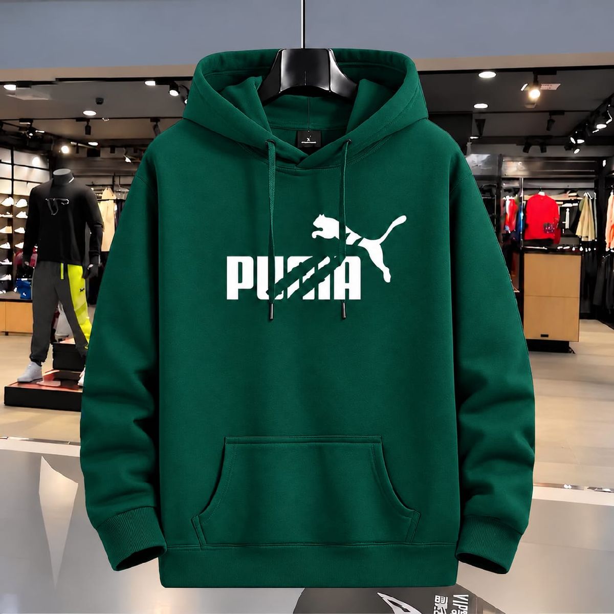Stylish Solid Printed Cotton Hoodie