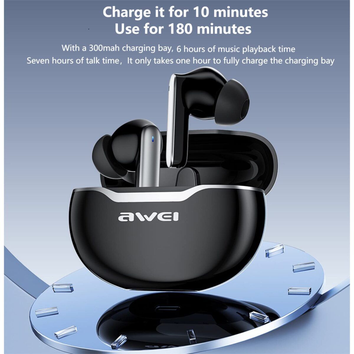 Awei T50 True Wireless Earbuds – Bluetooth 5.3 TWS with 13mm Drivers, 4-Mic ENC Noise Cancellation, IPX6 Waterproof & 25H Battery 3