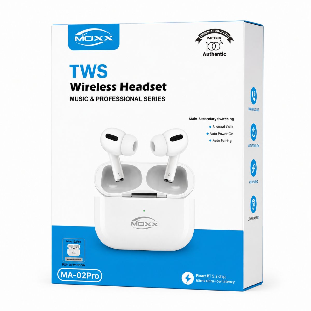 MOXX MA-02 Pro True Wireless Earbuds – Bluetooth 5.2 TWS Earphones with Smart Touch Control, Auto-Pairing & 360mAh Charging Case 3