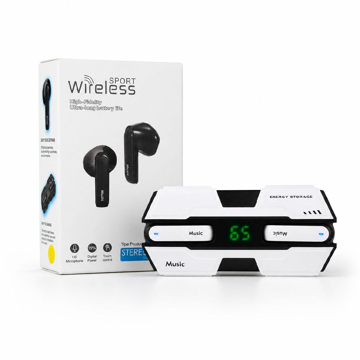 K8 Sport True Wireless Earbuds – In-Ear Bluetooth Earphones with Deep Bass, Touch Control, LED Digital Display & Secure Fit for Gym & Sports 2