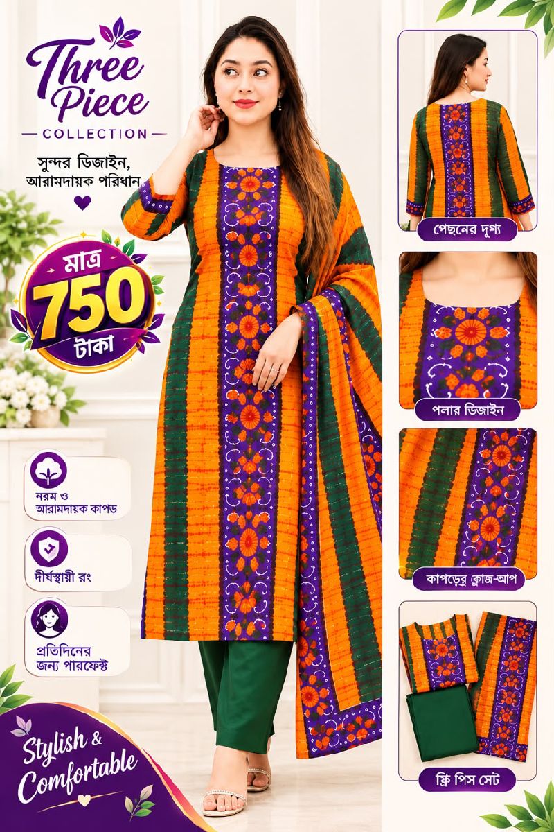বাটিক থ্রি পিচ