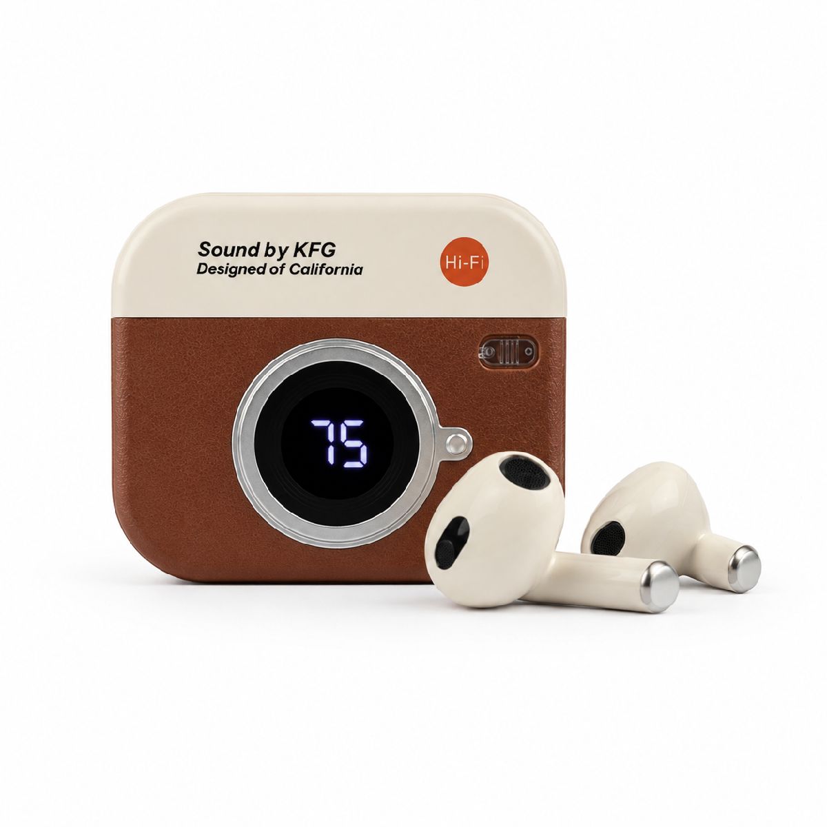 Q86 Retro Camera Design True Wireless Earbuds – Bluetooth 5.4 TWS with Leather Texture, Digital LED Display, Low Latency Gaming & ENC Noise Reduction 3