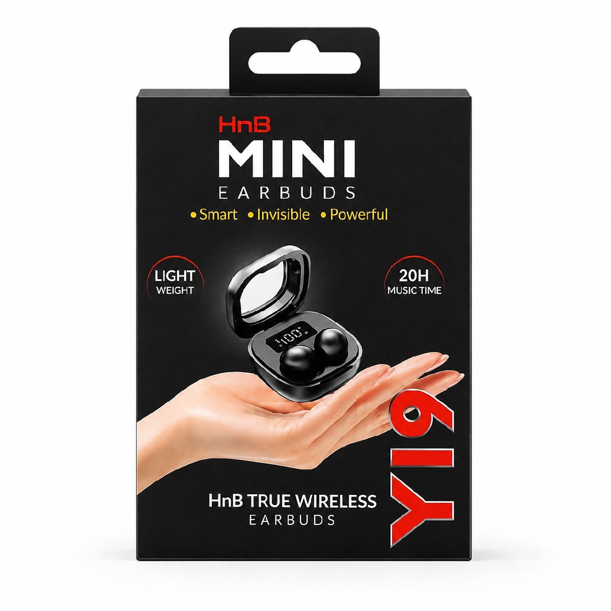 HnB Y19 Mini True Wireless Earbuds – Ultra-Small Invisible In-Ear TWS with Digital LED Battery Display, Auto-Pairing & 20H Playtime 3