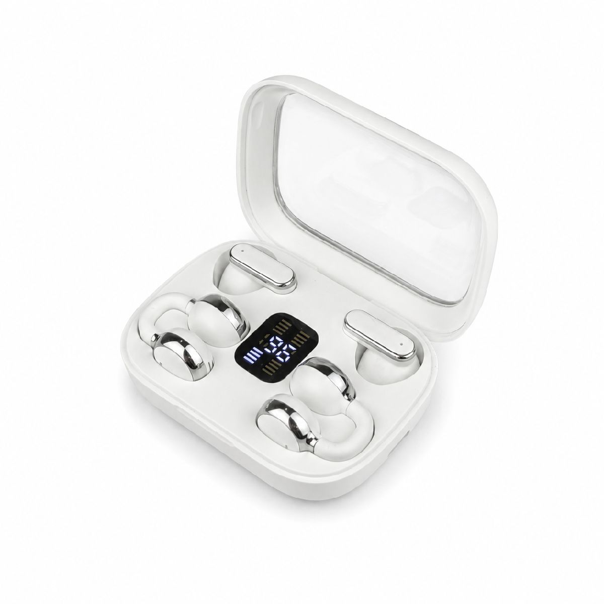 Q10 HiFi Stereo Sports Wireless Earbuds (2 Pairs) – 4-in-1 Combo Set with In-Ear & Open-Ear Clip Design, Bluetooth 5.4, LED Digital Display & IPX4 Waterproof 2