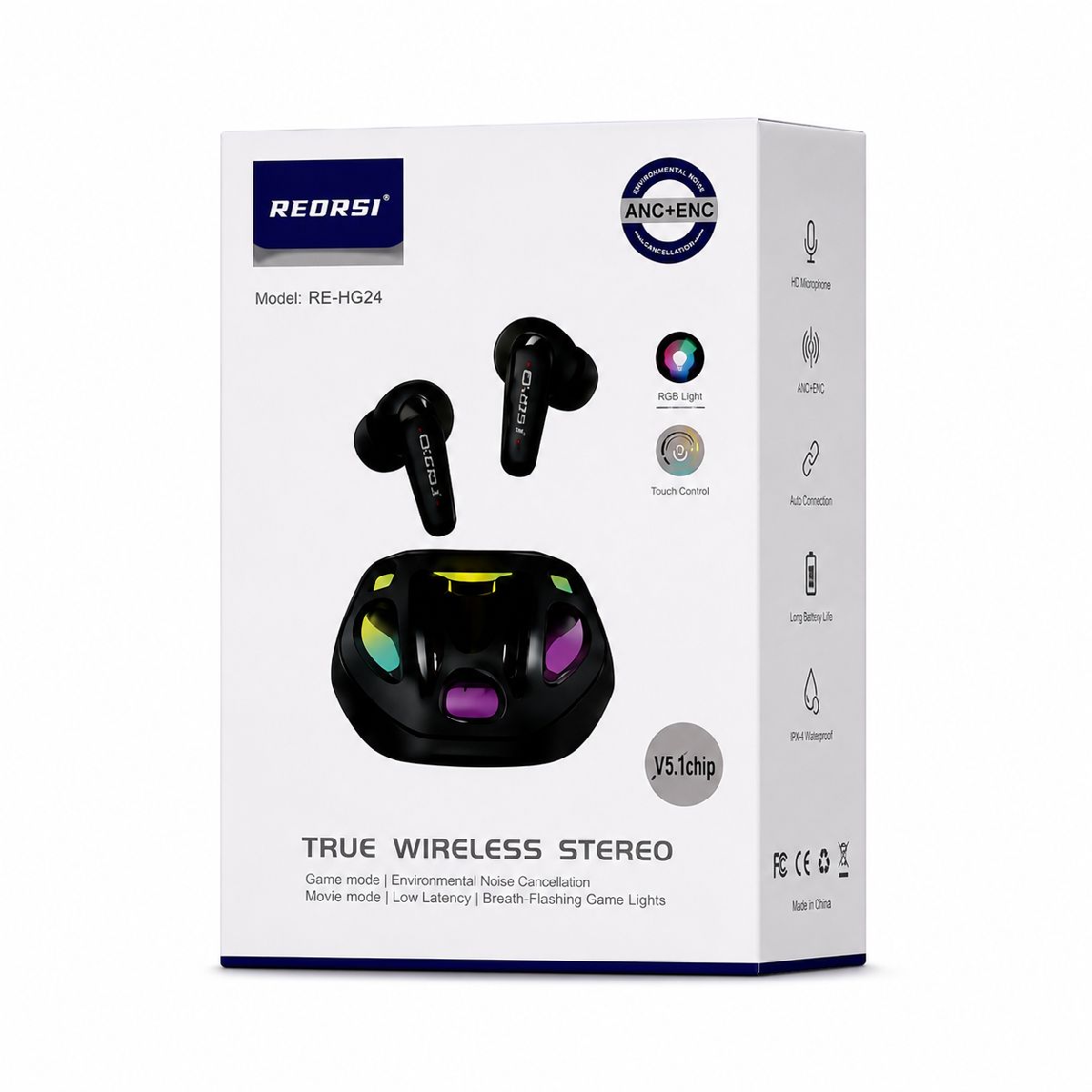 RECRSI RE-HG24 ANC & ENC Gaming Earbuds | Low Latency, Active Noise Cancellation, Crystal-Clear Calls & Immersive Sound 3