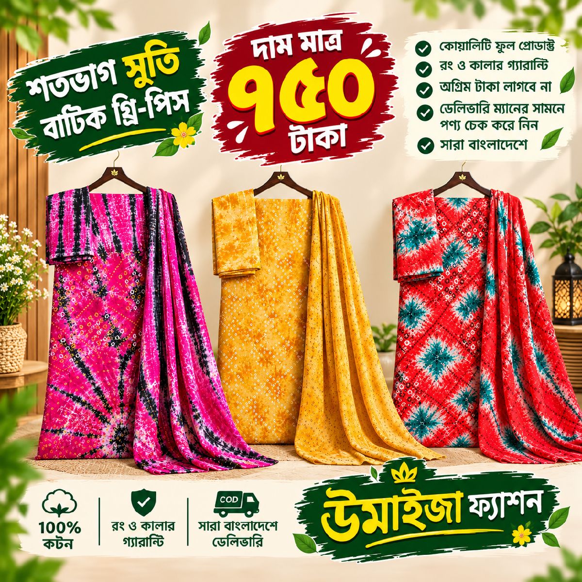 ভাটিকা সুতি থ্রিপিস